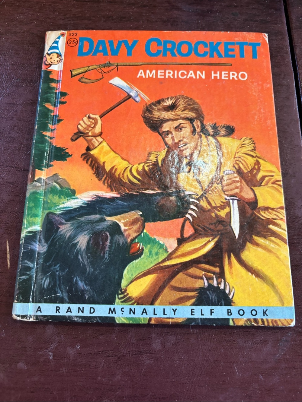 Vintage 1955 Rand McNally Elf Book "Davy Crockett: American Hero" #523 Hardcover